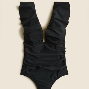 J. Crew Ruched Ruffle One-Piece Swimsuit